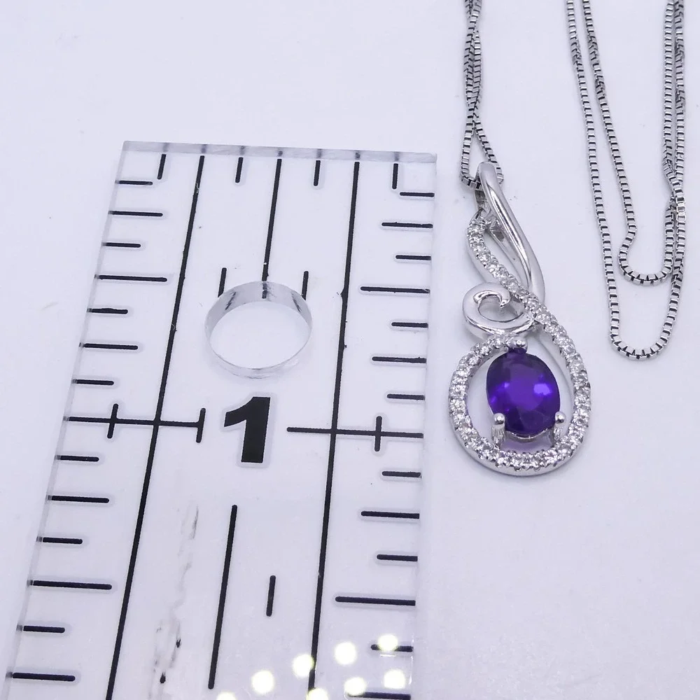 Chuck Clemency Sterling Silver 925 Purple Amethyst & White Topaz 18